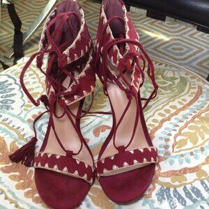 Wild Diva "7.5" Maroon Suede/Embroidered, Chic, Glamour, Quiet Lux, Sexy Tassels